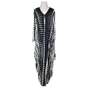 ALEMBIKA Chica Cocoon Tie-Dye Jersey Midi Dress Black & White Size 0 (US 4-6)